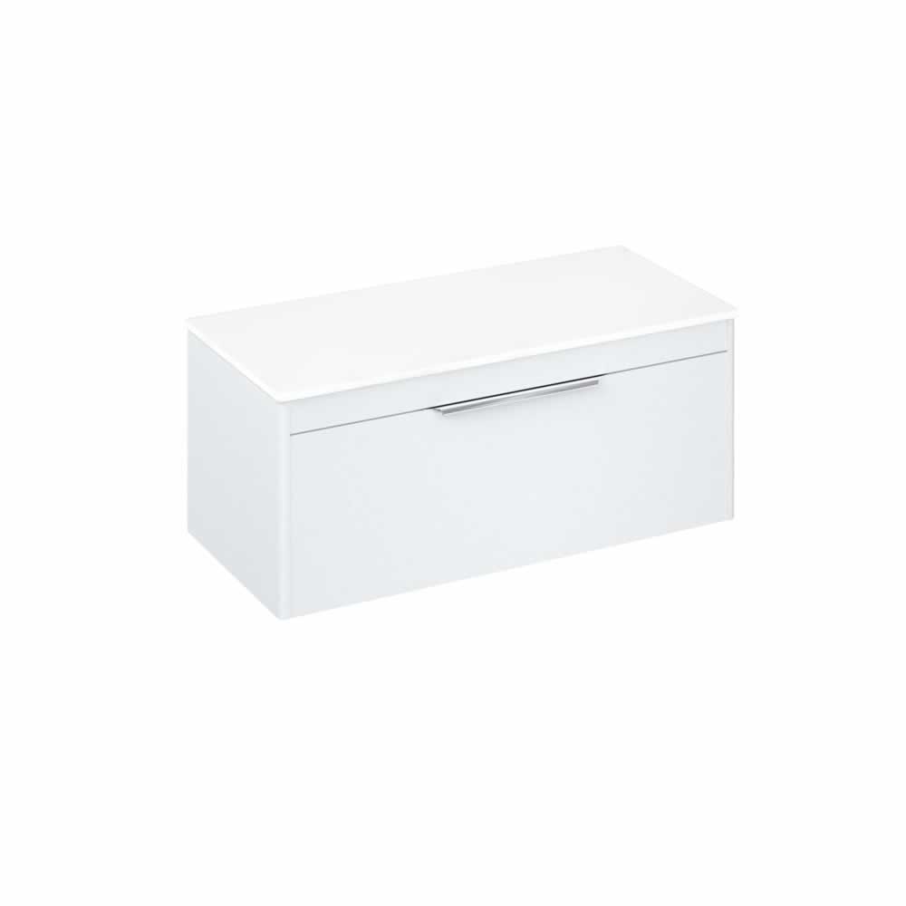 Shoreditch 100cm single drawer Matt White with White Worktop